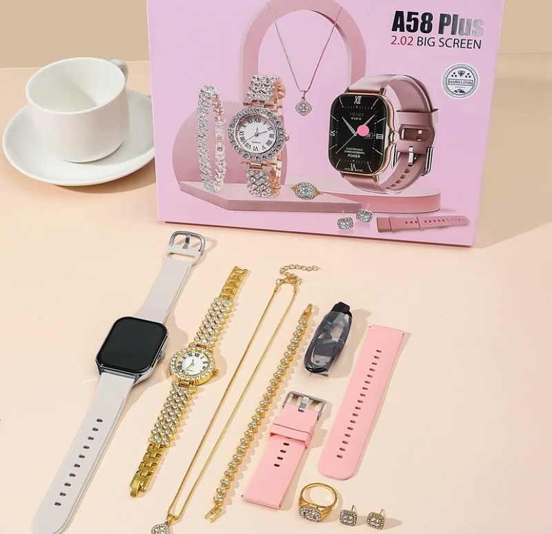 Women A58 PLUS Gift Sets 6 IN 1 SmartWatch